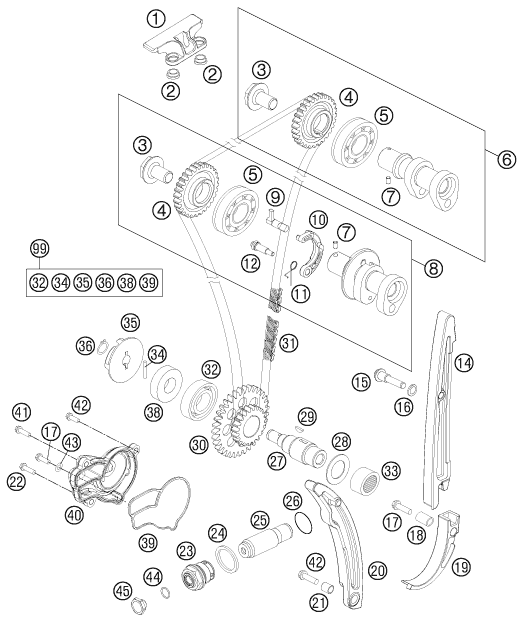 Sprängskiss: Timing Drive – KTM 250 SX-F 2012