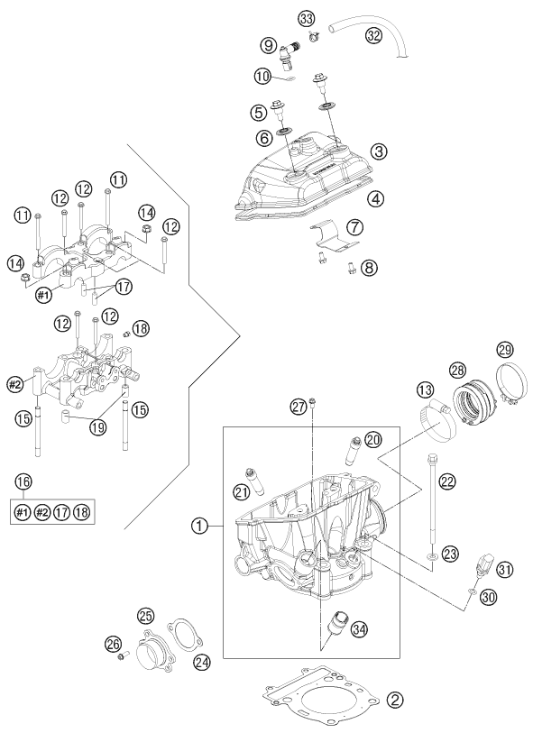 Sprängskiss: Cylinder Head – KTM 250 XCF-W 2012