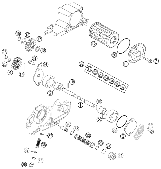 Sprängskiss: Lubricating System – KTM 250 XC-F 2011