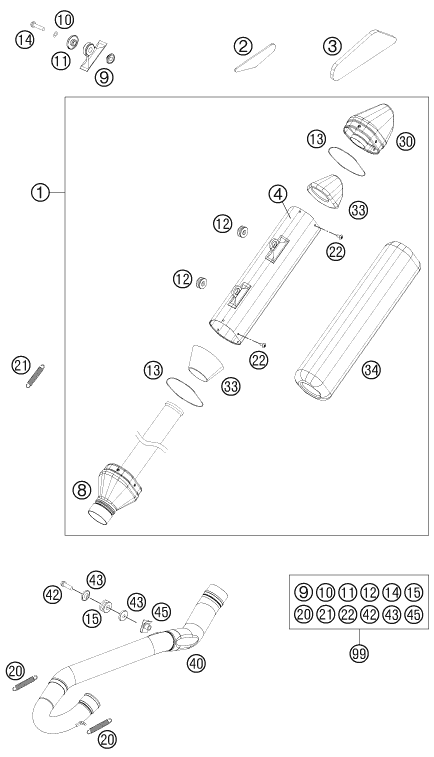 Sprängskiss: Exhaust System – KTM 350 XC-F 2011