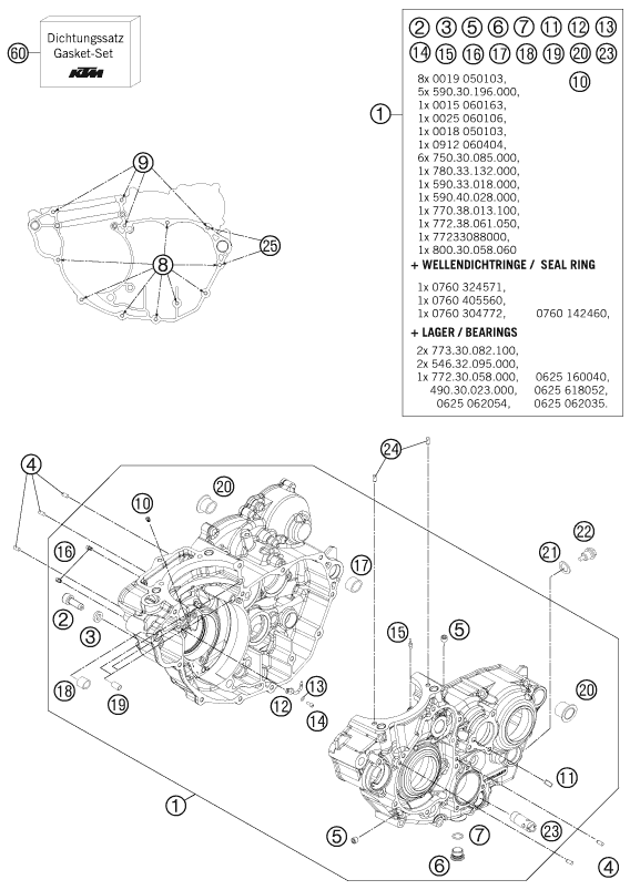 Sprängskiss: Engine Case – KTM 350 XC-F 2011