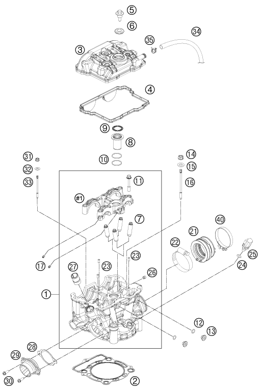 Sprängskiss: Cylinder Head – KTM 350 XC-F 2011