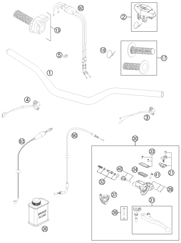 Sprängskiss: Handlebar, Controls – KTM 450 SX-F 2011