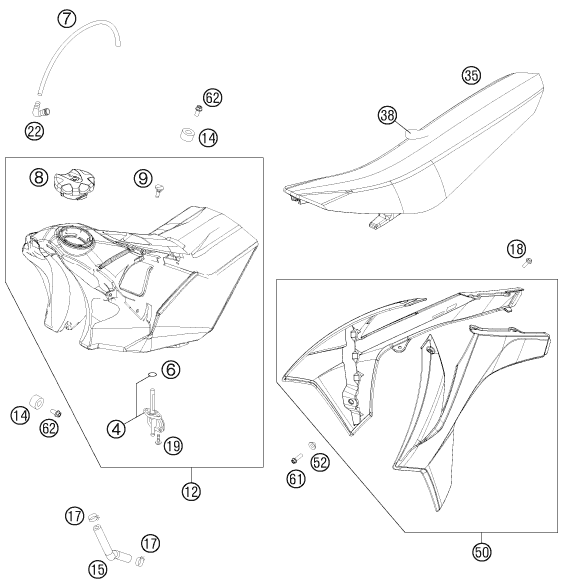 Sprängskiss: Tank, Seat – KTM 450 SMR 2012