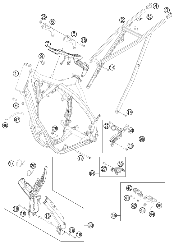 Sprängskiss: Frame – KTM 250 XC-F 2011