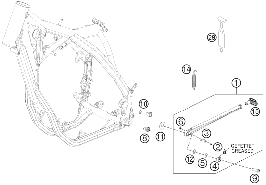 Sprängskiss: Side / Center Stand – KTM 350 XC-F 2014