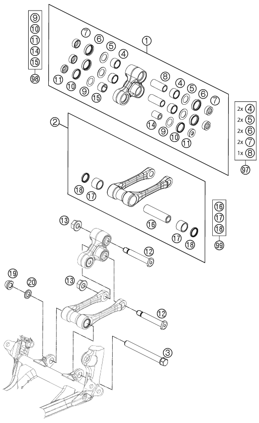 Sprängskiss: Pro Lever Linking – KTM 350 XC-F 2011