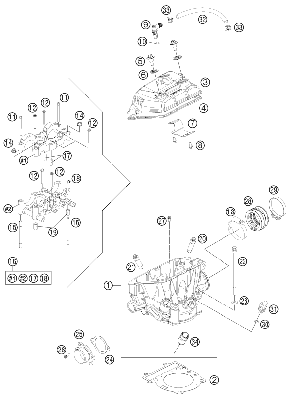 Sprängskiss: Cylinder Head – KTM 250 XC-F 2011