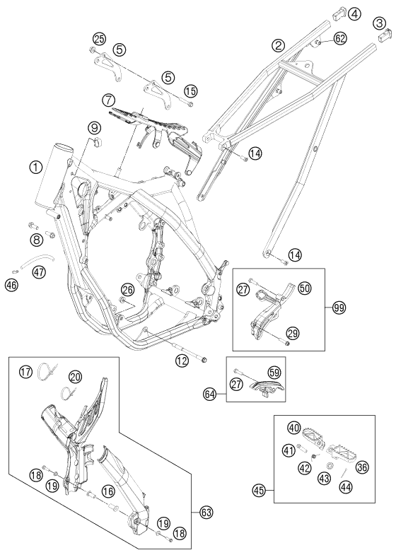 Sprängskiss: Frame – KTM 350 XC-F 2011