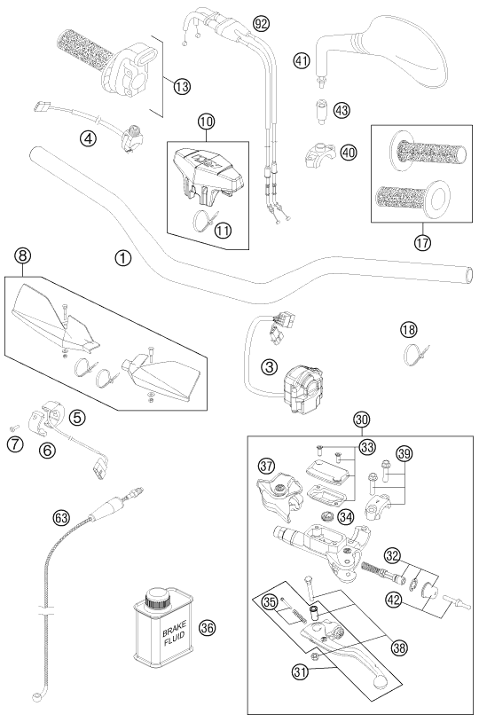 Sprängskiss: Handlebar, Controls – KTM 530 EXC 2011