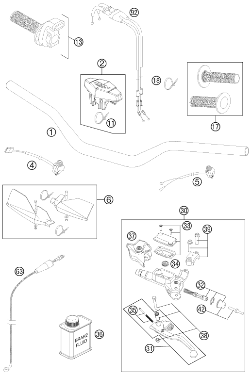 Sprängskiss: Handlebar, Controls – KTM 450 XC-W SIX DAYS 2011