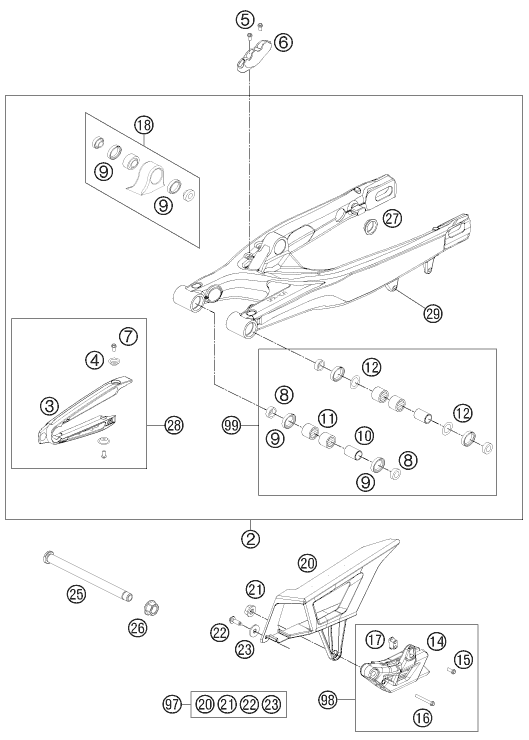 Sprängskiss: Swing Arm – KTM 250 EXC-F 2011