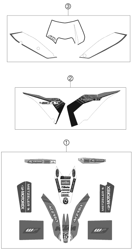 Sprängskiss: Decal – KTM 450 EXC FACTORY EDIT. 2011