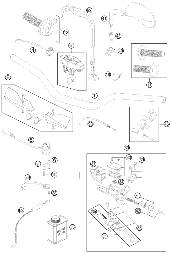 Sprängskiss: Handlebar, Controls – KTM 450 EXC 2011