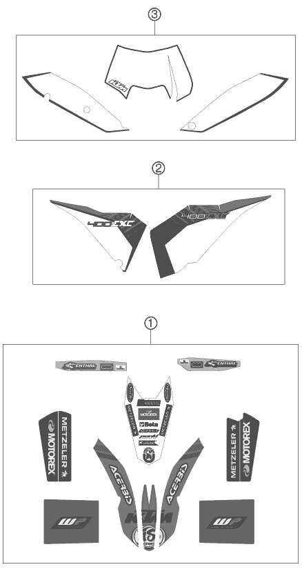 Sprängskiss: Decal – KTM 400 EXC FACTORY EDIT. 2011
