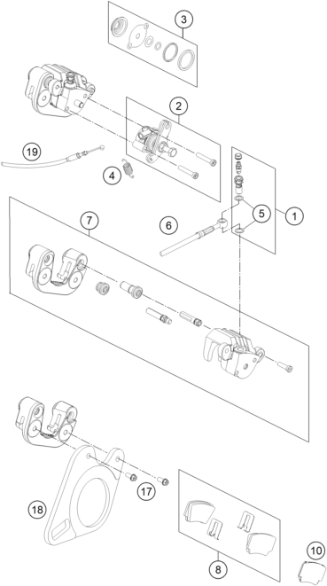 Sprängskiss: Rear Brake Caliper – KTM 525 XC ATV 2010