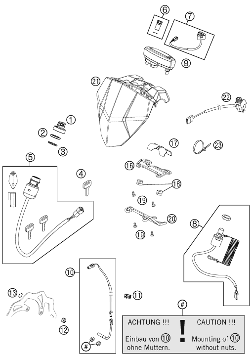 Sprängskiss: Instruments / Lock System – KTM 525 XC ATV 2011