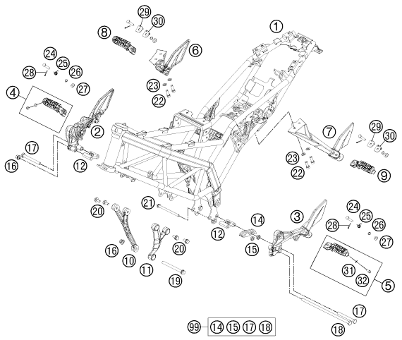 Sprängskiss: Frame – KTM 200 DUKE ORANGE CKD 2012