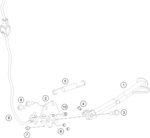 Sprängskiss: Side / Center Stand – KTM 125 DUKE 2011
