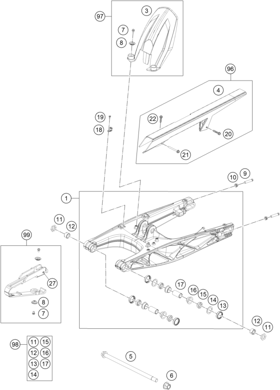 Sprängskiss: Swing Arm – KTM 200 DUKE ORANGE CKD 2012
