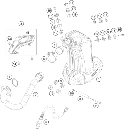 Sprängskiss: Exhaust System – KTM 125 DUKE 2011