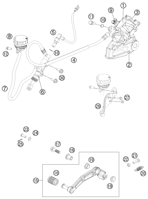Sprängskiss: Rear Brake Caliper – KTM 125 DUKE 2011