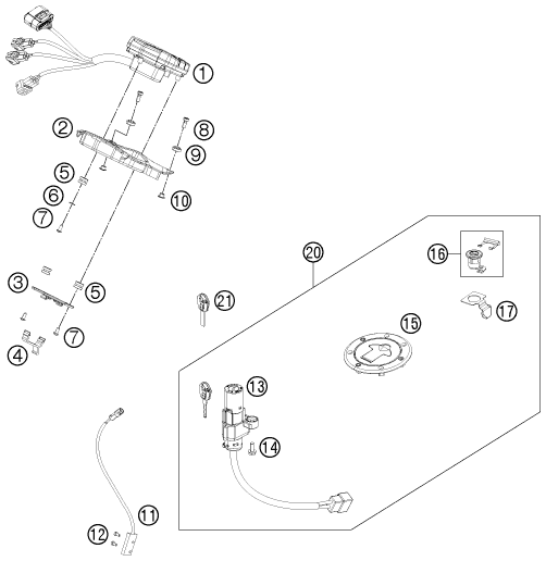 Sprängskiss: Instruments / Lock System – KTM 125 DUKE 2011