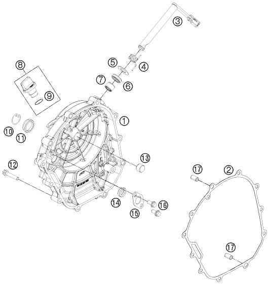 Sprängskiss: Clutch Cover – KTM 125 DUKE 2011