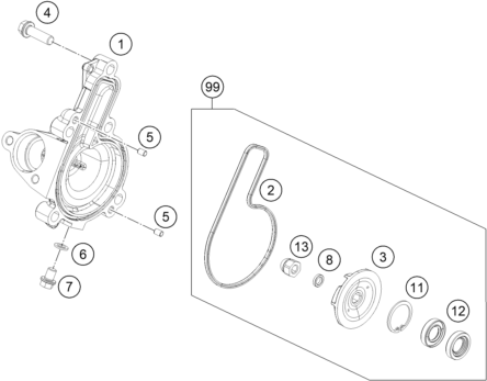 Sprängskiss: Water Pump – KTM 250 DUKE WHITE ABS CKD 16