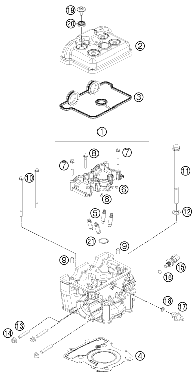 Sprängskiss: Cylinder Head – KTM 125 DUKE WHITE ABS 2013