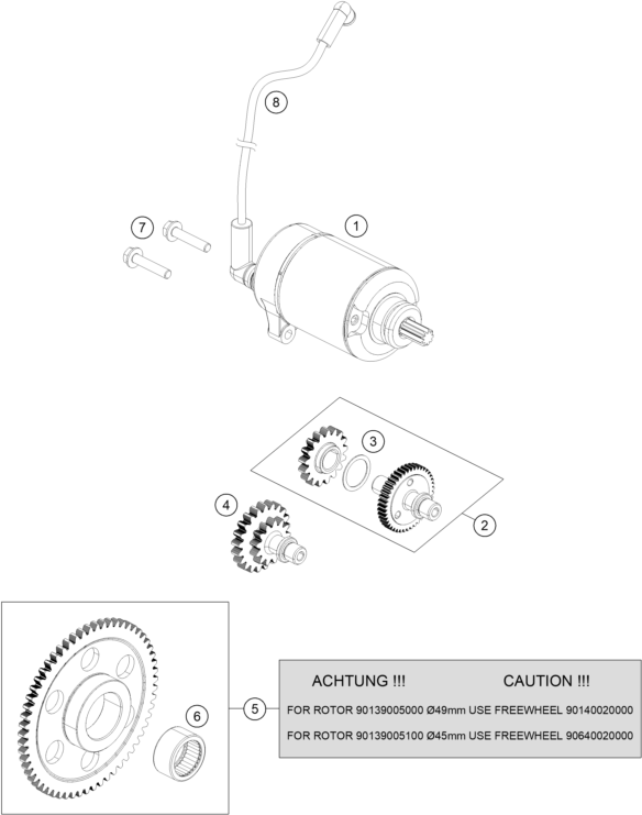 Sprängskiss: Electric Starter – KTM 200 DUKE, blue, w/o ABS - B.D. 2026