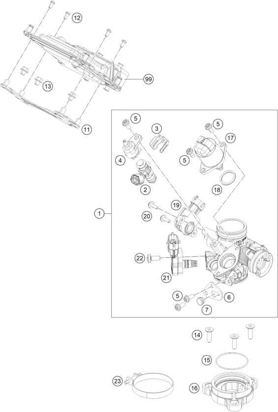 Sprängskiss: Throttle Body – KTM 125 DUKE ORANGE ABS 2015