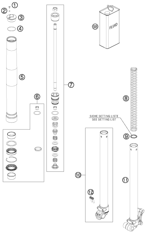 Sprängskiss: Front Fork Disassembled – KTM 50 SX 2013