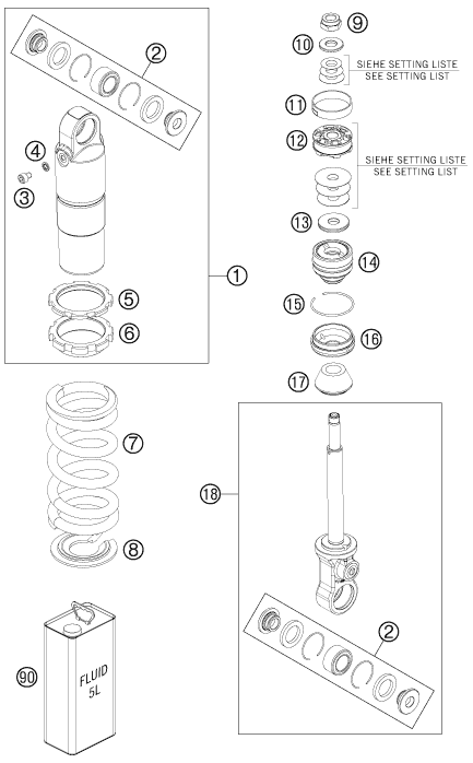 Sprängskiss: Shock Absorber Disassembled – KTM 50 SX 2013