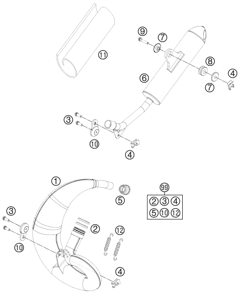 Sprängskiss: Exhaust System – KTM 50 SX 2013