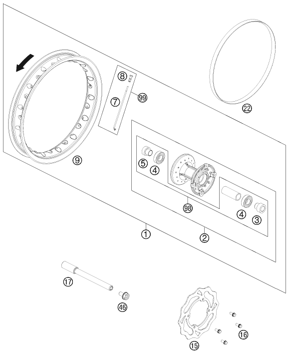 Sprängskiss: Front Wheel – KTM 50 SX MINI 2013