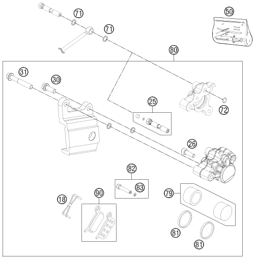 Sprängskiss: Rear Brake Caliper – KTM 50 SX 2013