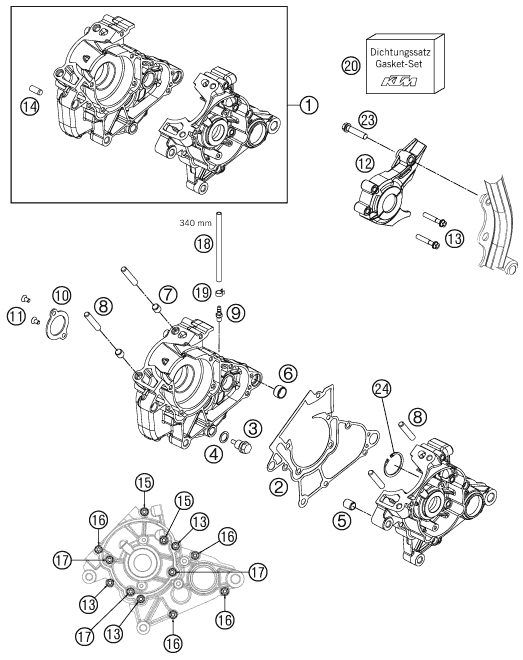 Sprängskiss: Engine Case – KTM 50 SX MINI 2012