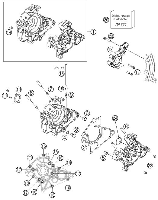 Sprängskiss: Engine Case – KTM 50 SXS 2012