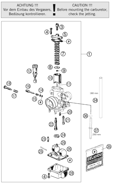 Sprängskiss: Carburetor – KTM 50 SX 2013