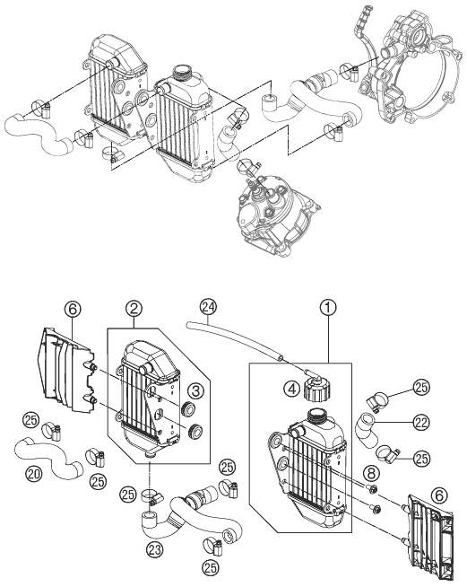 Sprängskiss: Cooling System – KTM 50 SX MINI 2013
