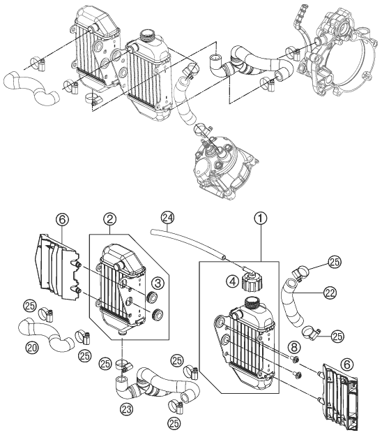 Sprängskiss: Cooling System – KTM 50 SXS 2012