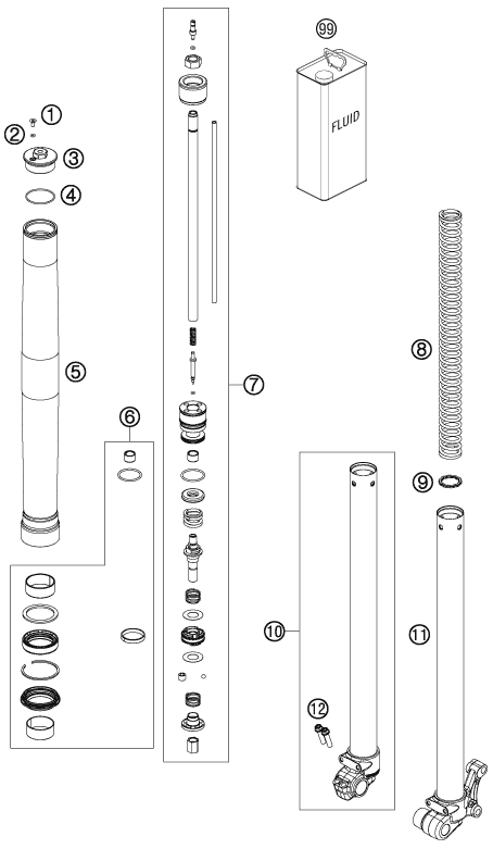 Sprängskiss: Front Fork Disassembled – KTM 65 SXS 2014