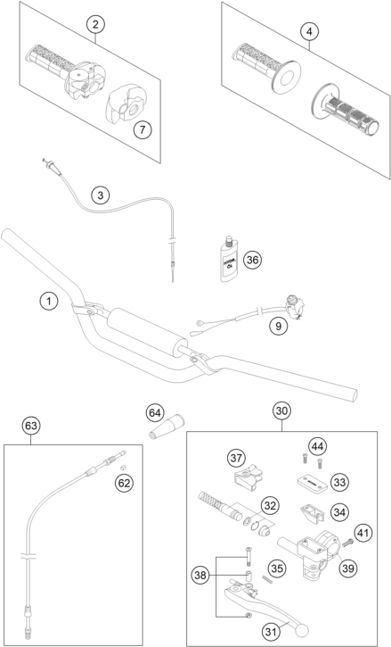 Sprängskiss: Handlebar, Controls – KTM 65 SX 2013