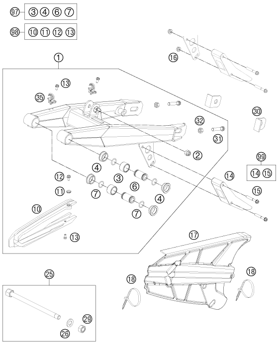 Sprängskiss: Swing Arm – KTM 65 SXS 2014