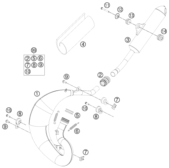 Sprängskiss: Exhaust System – KTM 65 SXS 2014