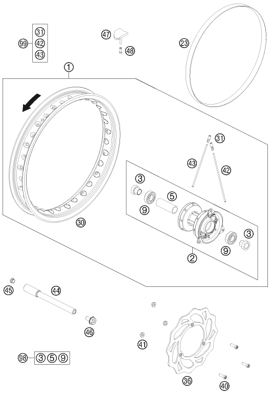 Sprängskiss: Front Wheel – KTM 65 SXS 2014