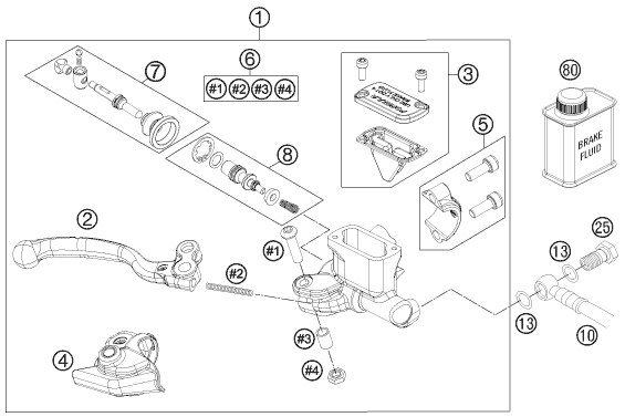 Sprängskiss: Front Brake Control – KTM 65 SX 2013