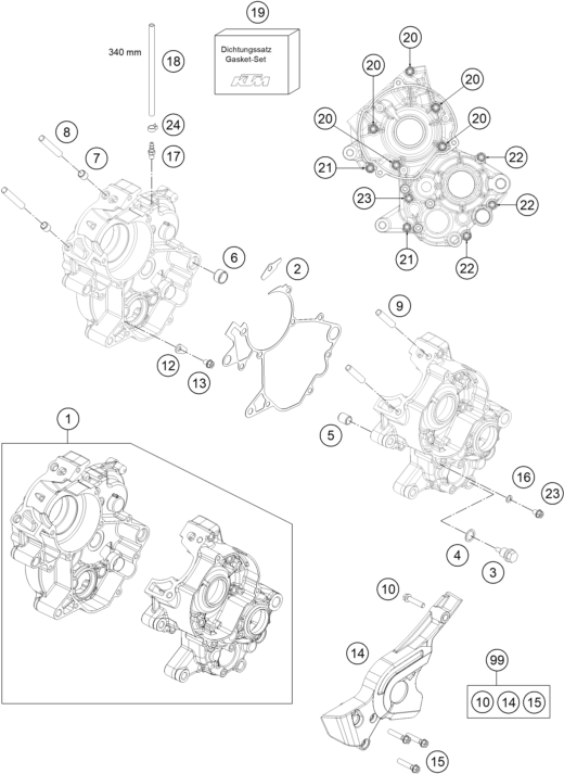 Sprängskiss: Engine Case – KTM 65 SX 2022