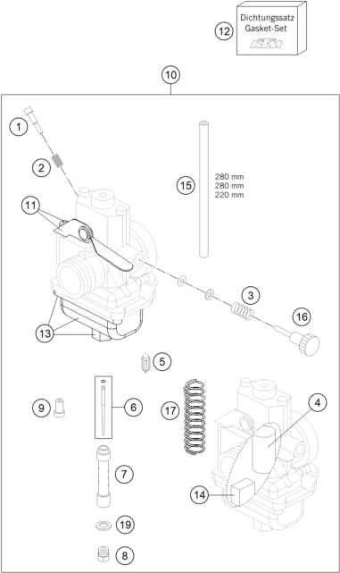 Sprängskiss: Carburetor – KTM 65 SXS 2014
